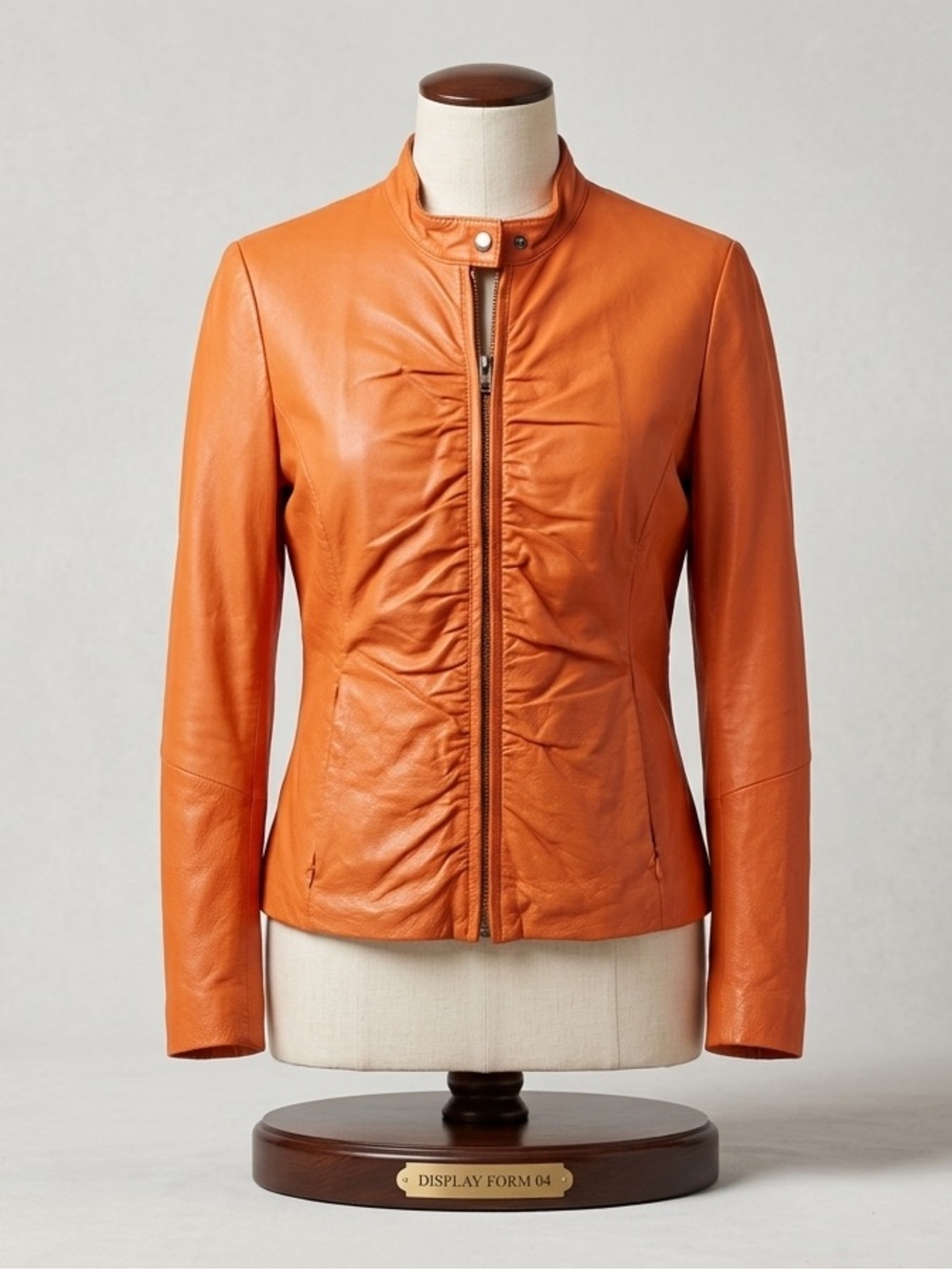 Wilsons Leather Orange Ruched Front Leather Jacket